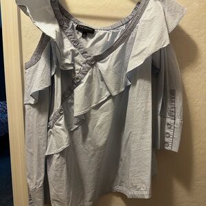 Lane Bryant Light Blue Ruffle Blouse